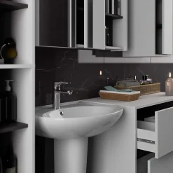 Meuble de salle de bain, blanc/gris graphite, 50 x 170 x 30 cm