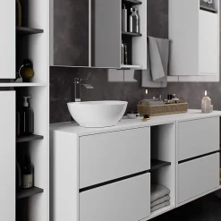 Meuble de salle de bain, blanc/gris graphite, 50 x 170 x 30 cm