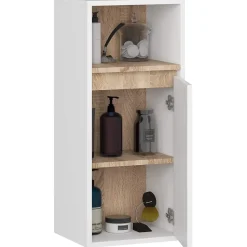 Meuble de salle de bain, blanc/chêne Sonoma, 35 x 80 x 30 cm