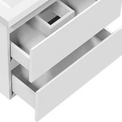 Meuble de salle de bain blanc 50cm, suspendu avec 2 tiroirs