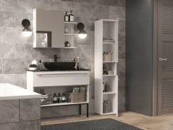 Meuble de salle de bain, blanc mat, blanc brillant, 30 x 174 x 30 cm