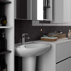 Meuble de salle de bain, blanc/gris graphite, 90 x 75 x 15 cm