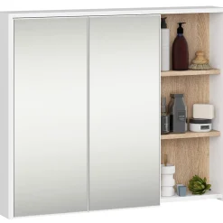 Meuble de salle de bain, blanc/chêne Sonoma, 90 x 75 x 15 cm