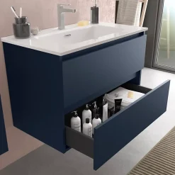 Meuble de salle de bain BEQUIA 60cm Bleu mat Vasque Porcelaine