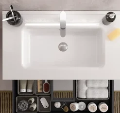 Meuble de salle de bain BEQUIA 60cm Bleu mat Vasque Porcelaine