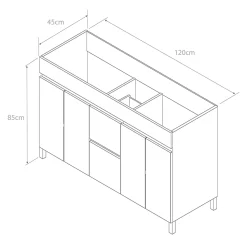 Meuble de salle de bain 120cm double vasque sans miroir sur pieds avec portes et tiroirs - cambrian (chêne clair) - HARO