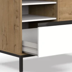 Meuble de salle de bain coloris chêne doré / pieds noir - Hauteur 81 x Longueur 100 x Profondeur 51 cm