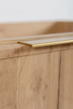 Meuble de salle de bain, Chêne Craft, poignée dorée, 140 ( 2 x 60 + 20) x 46 x 57 cm
