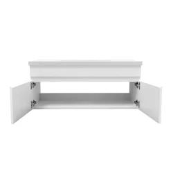 Meuble de salle de bain 100cm à double porte, suspendu, blanc
