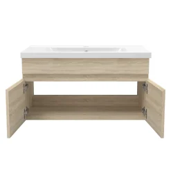 Meuble de salle de bain 80cm à double porte, suspendu, Chêne