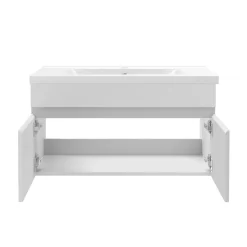 Meuble de salle de bain 80cm à double porte, suspendu, blanc