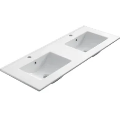 Meuble de salle de bain 120cm double vasque - 6 tiroirs - tabaco (bois foncé) - MATA