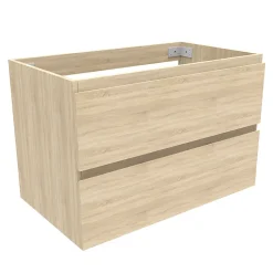 Meuble de salle de bain chêne 80cm, suspendu avec 2 tiroirs