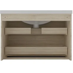 Meuble de salle de bain chêne 80cm, suspendu avec 2 tiroirs