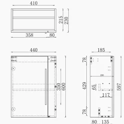 Meuble de salle de bain 44cm avec 2 compartiments, suspendu, blanc
