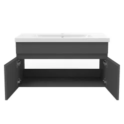 Meuble de salle de bain 80cm à double porte, suspendu, Anthracite
