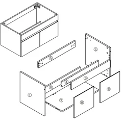 Meuble de salle de bain 80cm à double porte, suspendu, Anthracite