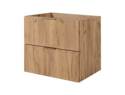 Meuble de salle de bain, Chêne Craft, poignée dorée, 80 (60 + 20) x 46 x 57 cm