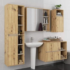 Meuble de salle de bain, chêne artisanal/cachemire, 50 x 170 x 30 cm