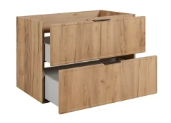 Meuble de salle de bain, Chêne Craft, poignée noire, 46 x 80 x 57 cm