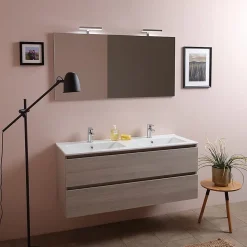 Meuble De Salle De Bain 120Cm Lion Elm Avec Double Vasque Et Miroir 120X60 Berlin