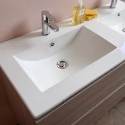 Meuble De Salle De Bain 120Cm Lion Elm Avec Double Vasque Et Miroir 120X60 Berlin