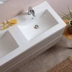 Meuble De Salle De Bain 120Cm Lion Elm Avec Double Vasque Et Miroir 120X60 Berlin