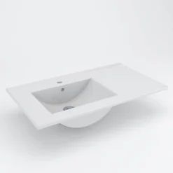 Meuble de salle de bain 120cm vasque déportée - 2 tiroirs et 2 niches - OLYMPE - cambrian (chêne)