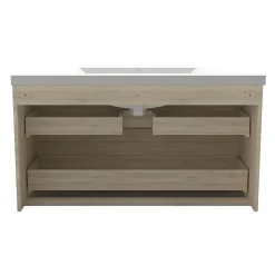 Meuble de salle de bain chêne 100cm, suspendu avec 2 tiroirs