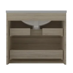 Meuble de salle de bain chêne 60cm, suspendu avec 2 tiroirs