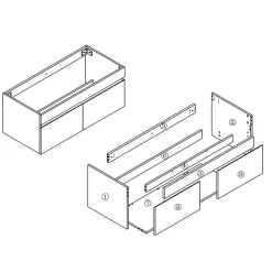 Meuble de salle de bain 100cm à double porte, suspendu, Anthracite