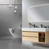 Meuble de salle de bain double vasque 120cm bois et blanc effet marbre avec miroir LED LB-8512 LuxuryBain-