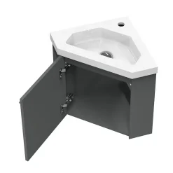Meuble de Salle de Bain d'Angle Gain de Place, Lave Main, anthracite, 40x40 cm