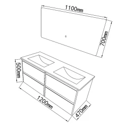 Meuble de salle de bain double vasque 120cm bois et vert avec miroir LED LuxuryBain-