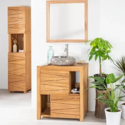 Meuble de salle de bain en teck massif Cosy 70 cm