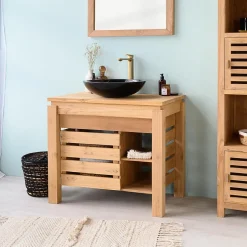 Meuble de salle de bain en teck Zen 85cm