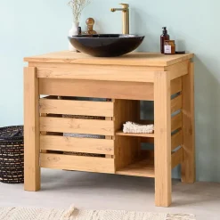 Meuble de salle de bain en teck Zen 85cm