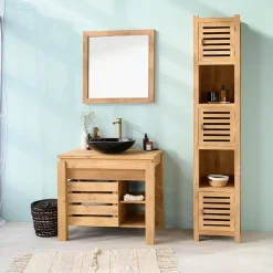 Meuble de salle de bain en teck Zen 85cm
