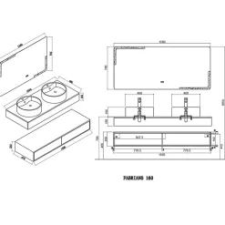 Meuble de salle de bain FABRIANO 1600 Noir mat