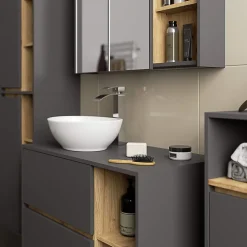 Meuble de salle de bain, gris graphite/chêne artisanal, 50 x 170 x 30 cm