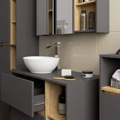 Meuble de salle de bain, gris graphite/chêne artisanal, 50 x 170 x 30 cm