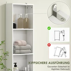 Meuble de salle de bain haut et étroit, avec tiroir, porte et étagères réglables, pour salle de bain ou salon, blanc