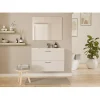Meuble de salle de bain MINAO 80 en kit - 2 tiroirs - Blanc Brillant