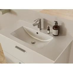 Meuble de salle de bain MINAO 80 en kit - 2 tiroirs - Blanc Brillant
