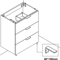 Meuble de salle de bain mural avec pieds Anthracite 60 cm - 3 tiroirs, lavabo inclus, AICA Sanitaire