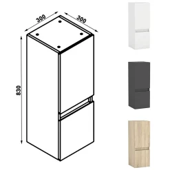 Meuble de salle de bain mural, 30x30x83 cm, colonne blanche, AICA SANITAIRE