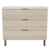 Meuble de salle de bain mural avec pieds Chêne 100 cm - 3 tiroirs, lavabo inclus, AICA Sanitaire