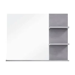 Meuble de salle de bain. Miroir avec tablettes, LED non inclu mélaminé gris ciment. L H P : 72 57 20 cm.