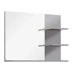 Meuble de salle de bain. Miroir avec tablettes, LED non inclu mélaminé gris ciment. L H P : 72 57 20 cm.