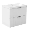 Meuble de salle de bain mural Blanc 60 cm - 2 tiroirs, lavabo inclus, AICA Sanitaire